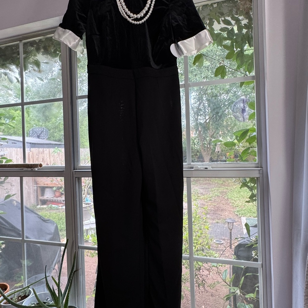Elegant Black Jumpsuit with Pearl Detail